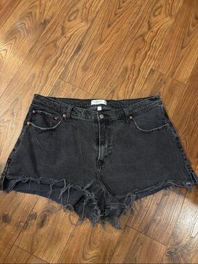 Abercrombie & Fitch Black Frayed Hem Denim Shorts